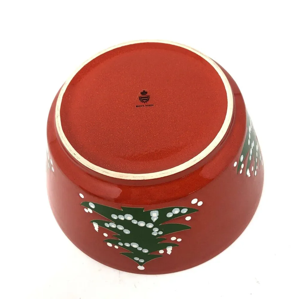 Waechtersbach Red Christmas Tree Serving Bowl Western Germany 9